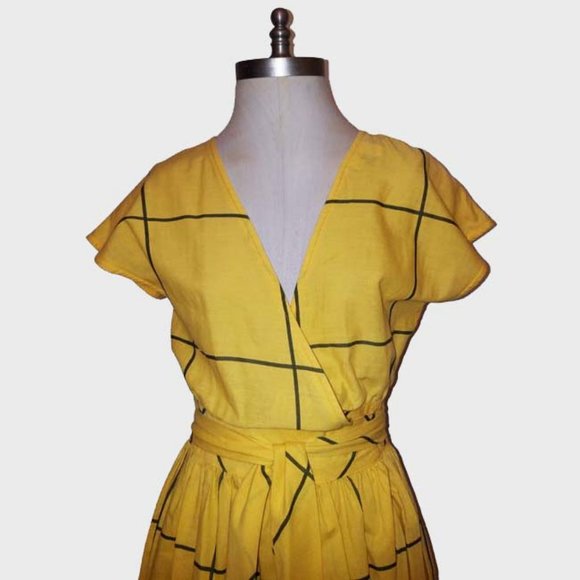 Vtg 70s Cotton Wrap Dress Size 8 - Picture 2 of 10